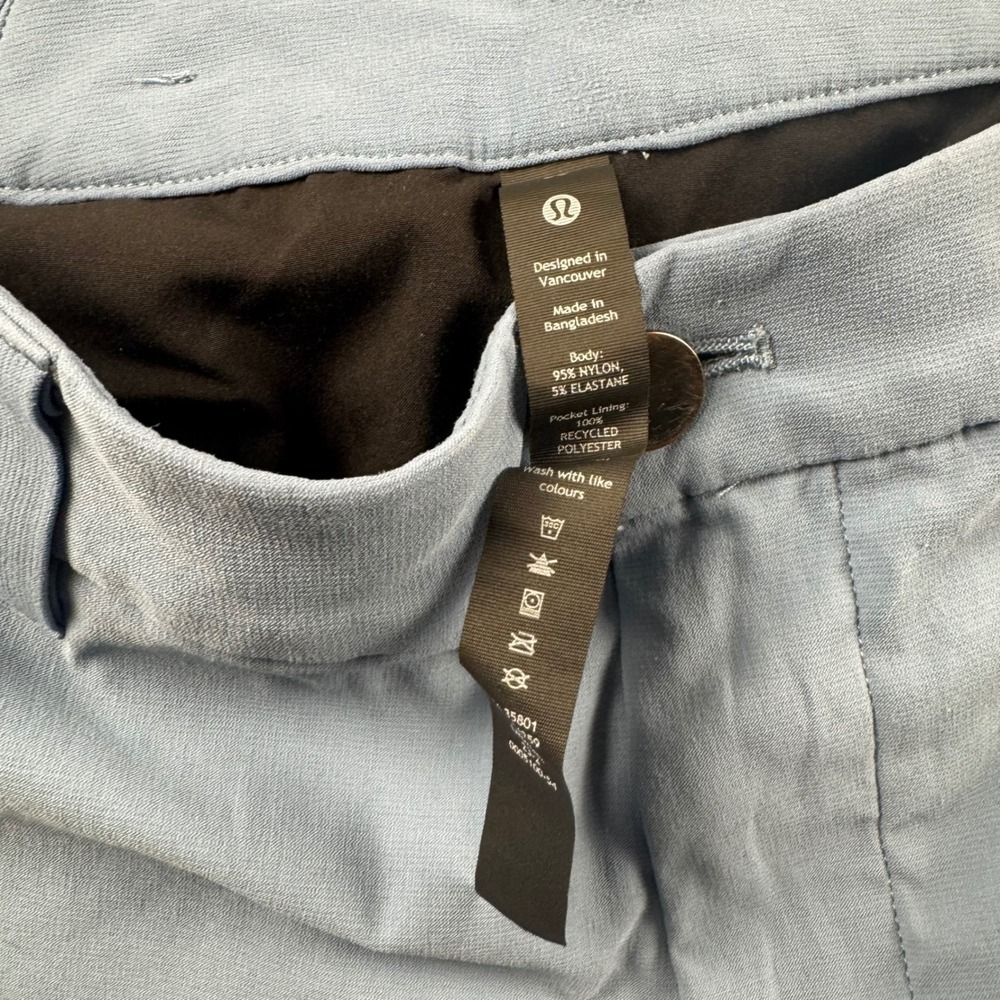Lululemon Commission Pant Classic Light Blue Chino 30x28 Stretch Nylon Pants